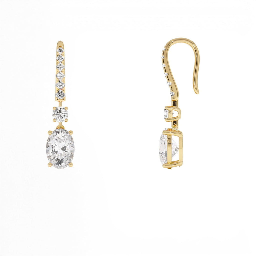 2.55 CTW 14K Oval and Round Shape Lab Grown Diamond Drop Earrings - view 3