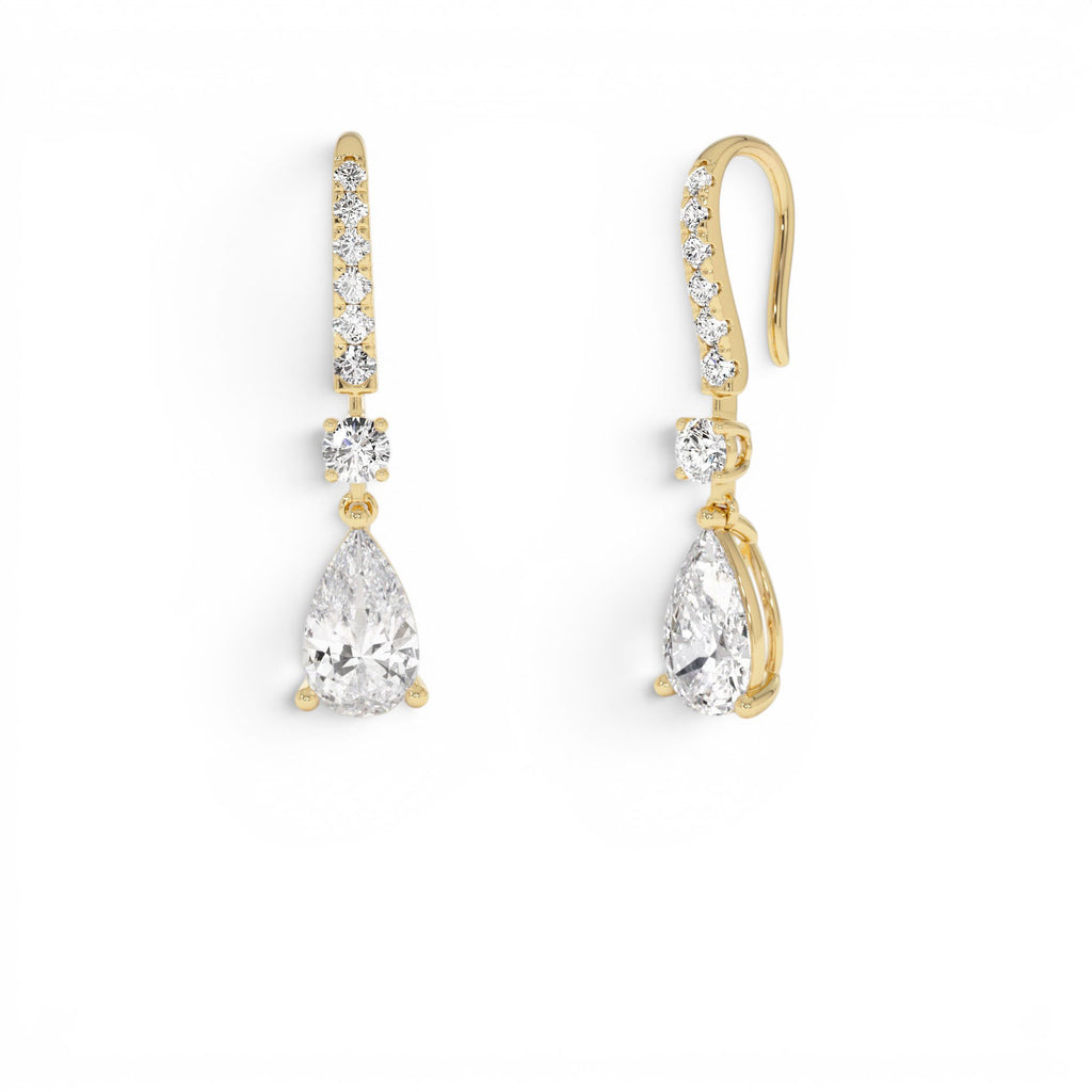 2.45 CTW 14K Pear Shape and Round Lab Grown Diamond Drop Earrings by Orlina Fine