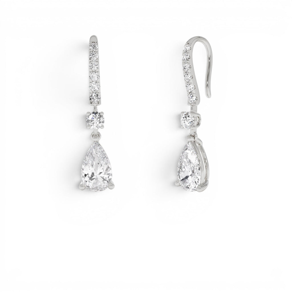 2.45 CTW 14K Pear Shape and Round Lab Grown Diamond Drop Earrings - view 2
