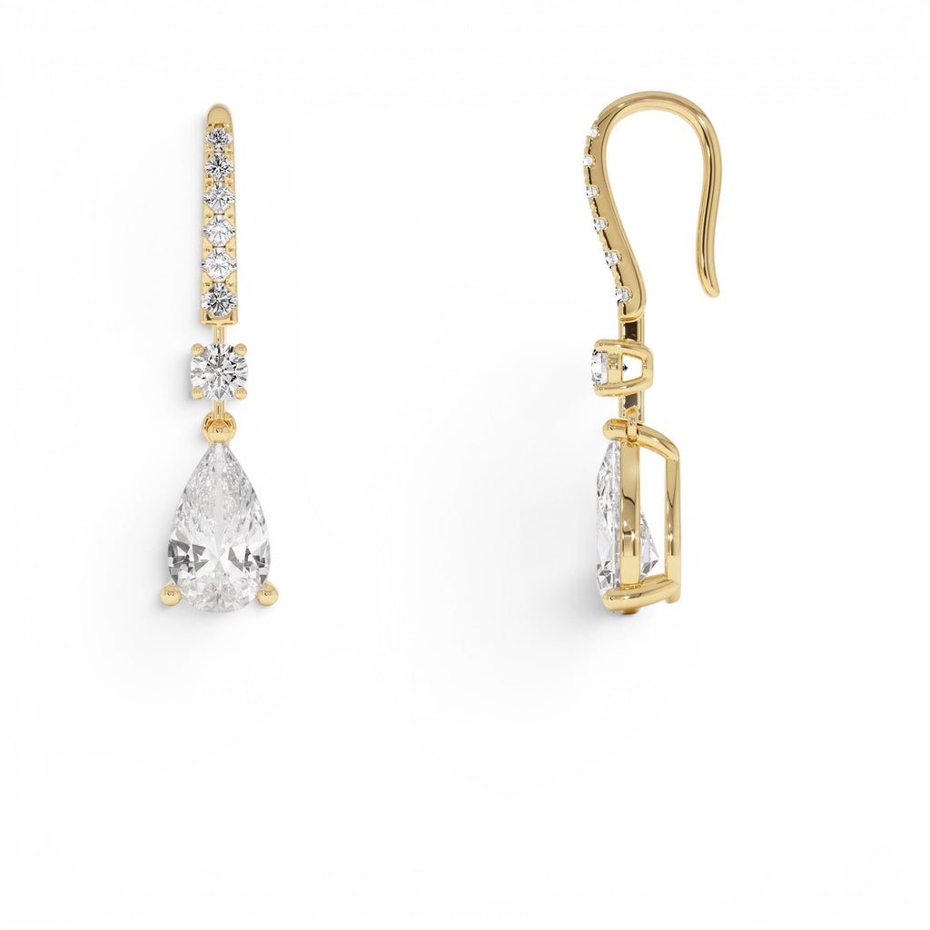 2.45 Ctw 14k Pear Shape and Round Lab Grown Diamond Drop Earrings - view 3