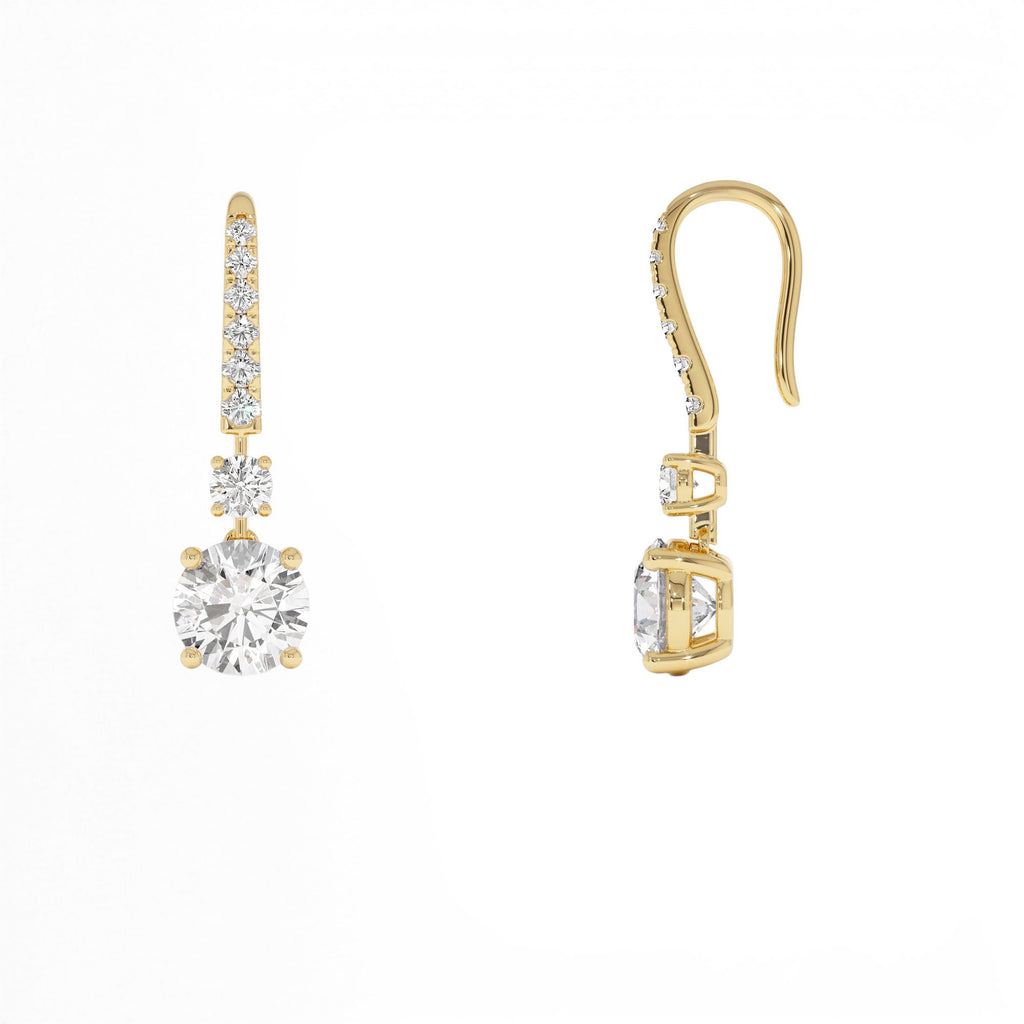 2.45 Ctw 14k Round Lab Grown Diamond Drop Earrings - view 3