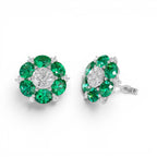 4.70 Ctw 14k Lab Grown Emerald and Diamond Cluster Stud Earrings - view 3