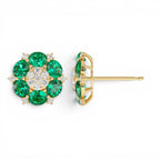 4.70 Ctw 14k Lab Grown Emerald and Diamond Cluster Stud Earrings - view 4
