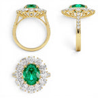 5.30 CTW 14K Lab Grown Colombian Emerald and Oval Diamond Halo Statement Ring - view 5