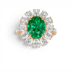 5.30 CTW 14K Lab Grown Colombian Emerald and Oval Diamond Halo Statement Ring - view 2