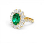 5.30 CTW 14K Lab Grown Colombian Emerald and Oval Diamond Halo Statement Ring - view 4