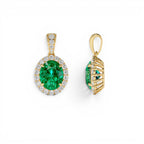 3.60 CTW 14K Lab Grown Colombian Emerald and Diamond Halo Pendant Necklace - view 4