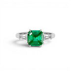 2.35 CTW 14K Asscher Cut Lab Grown Colombian Emerald and Baguette Diamond Ring - view 3