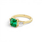 2.35 CTW 14K Asscher Cut Lab Grown Colombian Emerald and Baguette Diamond Ring - view 4