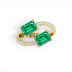 1.15 CTW 14K Lab Grown Emerald and Diamond Bypass Statement Ring by Orlina Fine