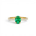 0.88 CTW 14K Lab Grown Colombian Emerald and Diamond Ring by Orlina Fine