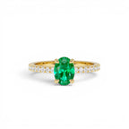 0.88 CTW 14K Lab Grown Colombian Emerald and Diamond Ring by Orlina Fine
