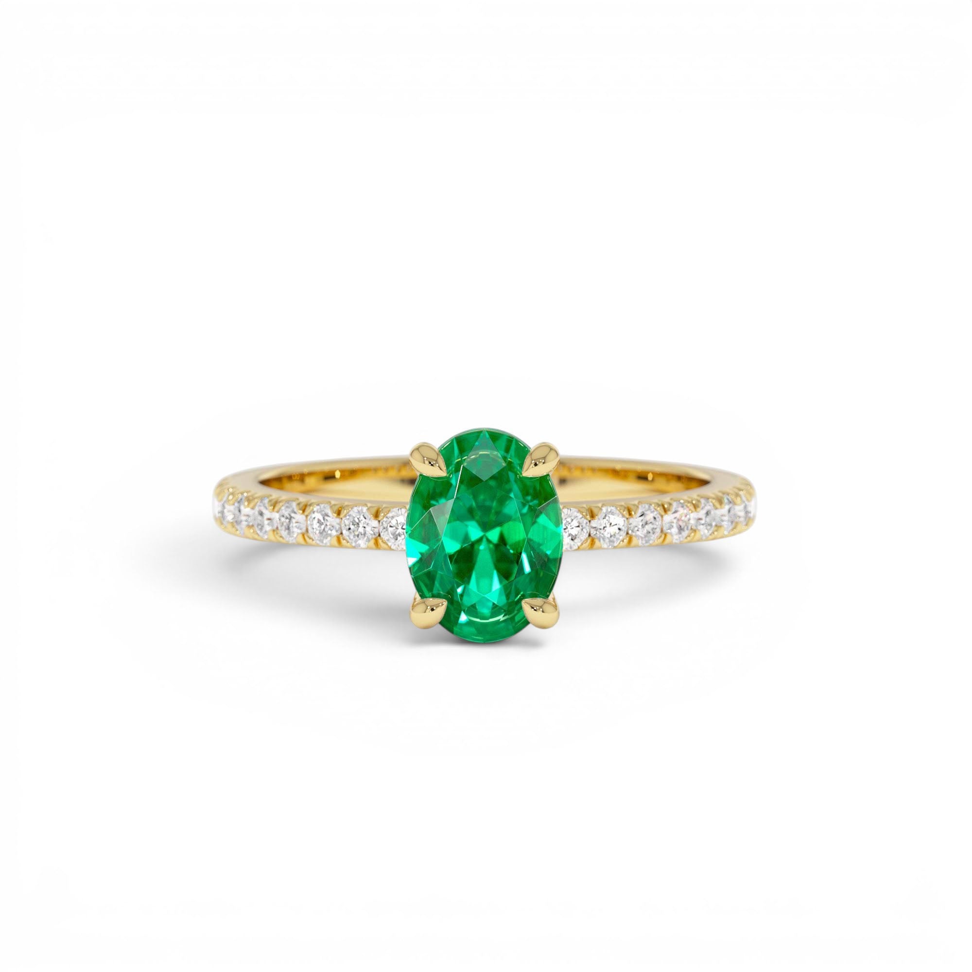 0.88 Ctw 14k Lab Grown Colombian Emerald and Diamond Ring by Orlina Fine