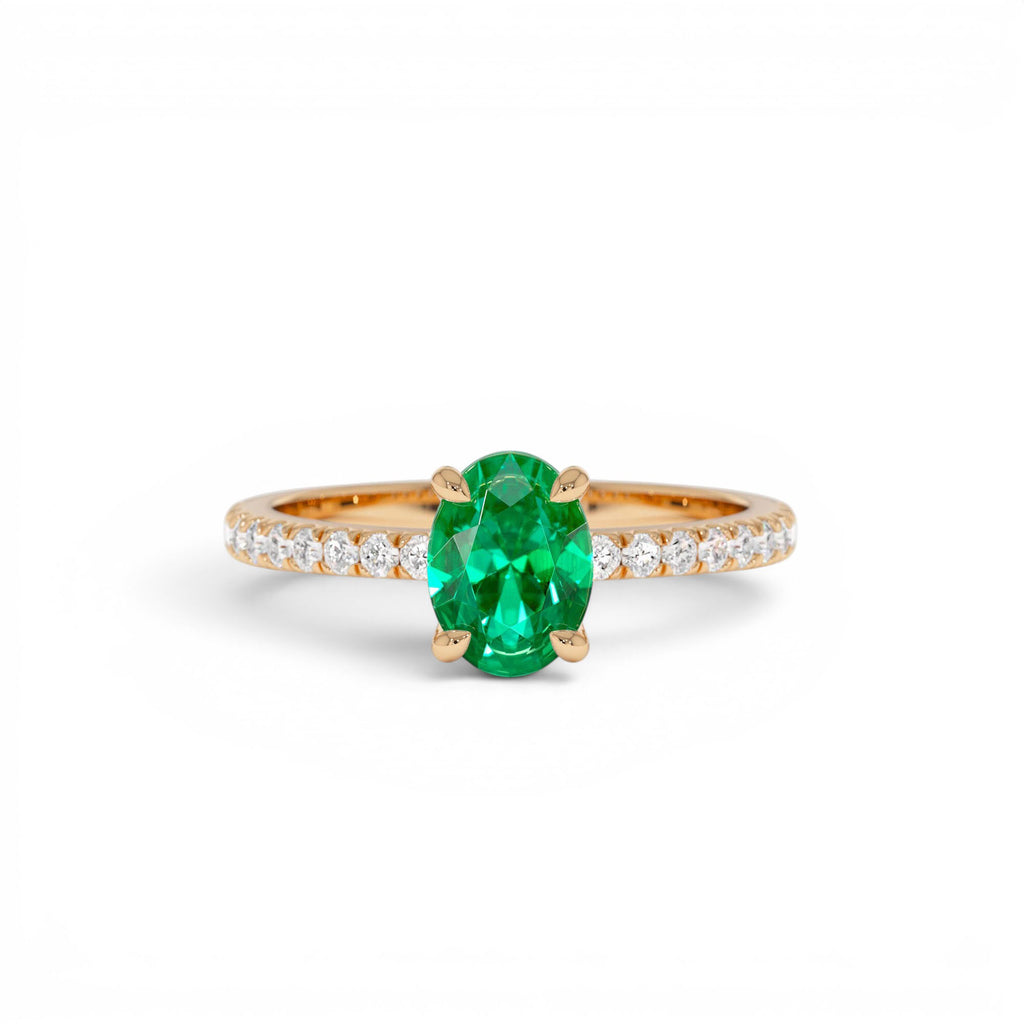 0.88 CTW 14K Lab Grown Colombian Emerald and Diamond Ring - view 2