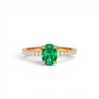 0.88 CTW 14K Lab Grown Colombian Emerald and Diamond Ring - view 2