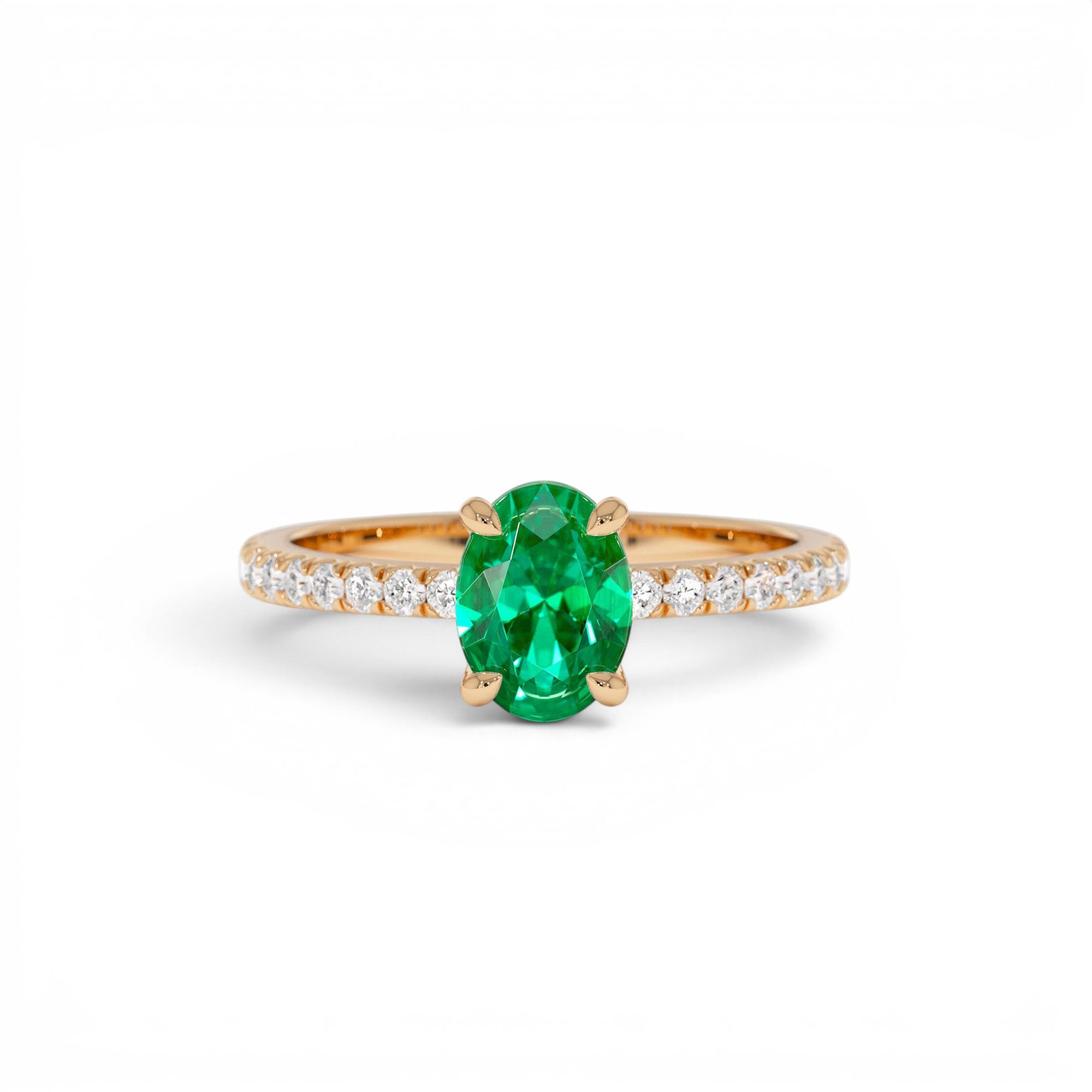 0.88 Ctw 14k Lab Grown Colombian Emerald and Diamond Ring - view 2