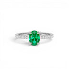 0.88 CTW 14K Lab Grown Colombian Emerald and Diamond Ring - view 3