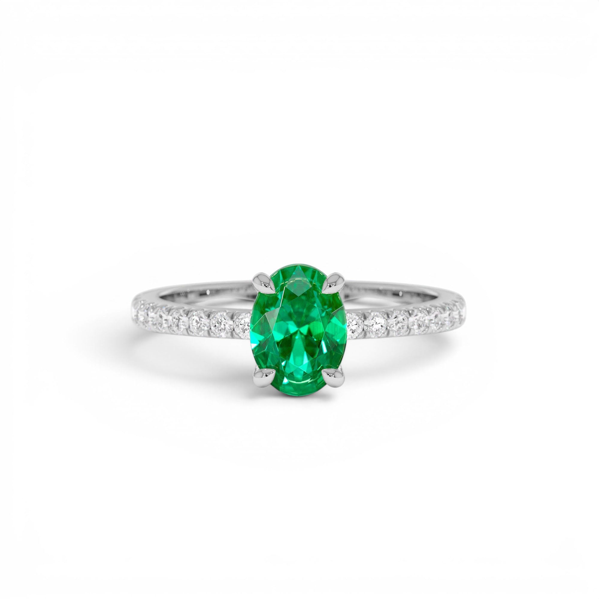 0.88 Ctw 14k Lab Grown Colombian Emerald and Diamond Ring - view 3