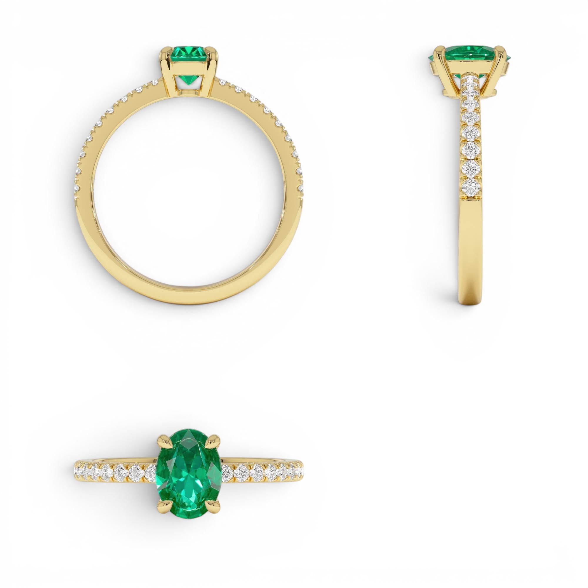 0.88 CTW 14K Lab Grown Colombian Emerald and Diamond Ring - view 5