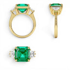 6.00 CTW Lab Grown Colombian Emerald and Trapezoid Diamond Three Stone Engagement Ring - view 5