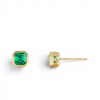2.30 Ctw 14k Asscher Cut Lab Grown Colombian Emerald Bezel Stud Earrings - view 5