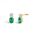 3.00 CTW 14K Lab Grown Colombian Emerald and Diamond Two-Stone Stud Earrings by Orlina Fine