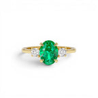 1.20 CTW 14K Lab Grown Colombian Emerald and Diamond Three Stone Ring by Orlina Fine