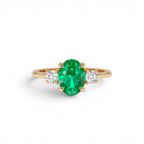 1.20 CTW 14K Lab Grown Colombian Emerald and Diamond Three Stone Ring - view 2