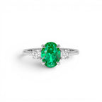 1.20 CTW 14K Lab Grown Colombian Emerald and Diamond Three Stone Ring - view 3