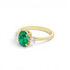 1.20 CTW 14K Lab Grown Colombian Emerald and Diamond Three Stone Ring - view 4