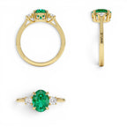 1.20 CTW 14K Lab Grown Colombian Emerald and Diamond Three Stone Ring - view 5