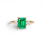 1.50 CTW Lab Grown Colombian Emerald and Diamond Three Stone Ring - view 2