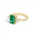 1.50 CTW Lab Grown Colombian Emerald and Diamond Three Stone Ring - view 4