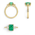 1.50 CTW Lab Grown Colombian Emerald and Diamond Three Stone Ring - view 5