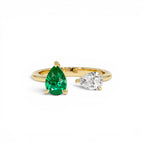 0.66 CTW Lab Grown Diamond and Emerald Toi et Moi Ring by Orlina Fine