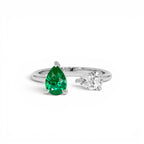 0.66 CTW Lab Grown Diamond and Emerald Toi et Moi Ring - view 3