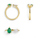 0.66 CTW Lab Grown Diamond and Emerald Toi et Moi Ring - view 5