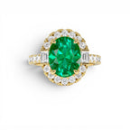 4.20 CTW 14K Oval Shape Lab Grown Colombian Emerald and Diamond Halo Engagement Ring by Orlina Fine