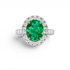 4.20 CTW 14K Oval Shape Lab Grown Colombian Emerald and Diamond Halo Engagement Ring - view 3