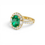 4.20 CTW 14K Oval Shape Lab Grown Colombian Emerald and Diamond Halo Engagement Ring - view 4