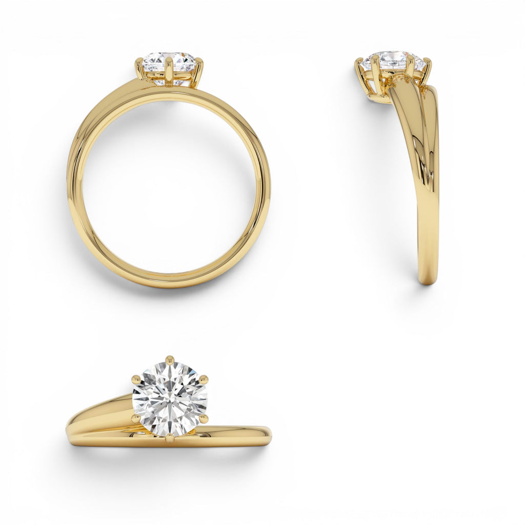 1.00 Ctw Round Lab Diamond Unique Solitaire Ring - view 5