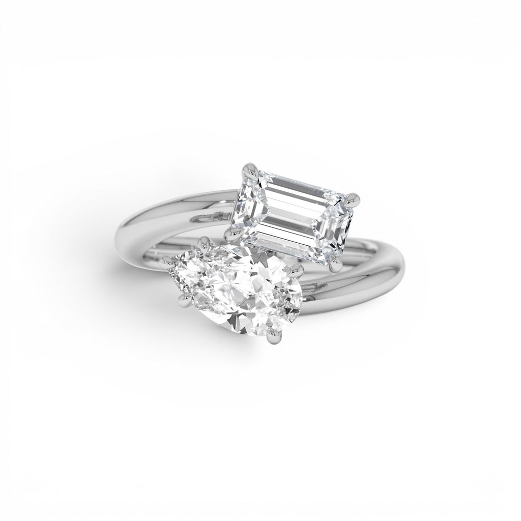 2.11 Ctw 14k Lab Grown Diamond Two Stone Toi et Moi Ring - view 3