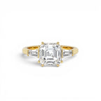 2.35 CTW 14K lab Grown Asscher Cut Three Stone Enagement Ring by Orlina Fine