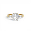 2.35 Ctw 14k lab Grown Asscher Cut Three Stone Enagement Ring by Orlina Fine