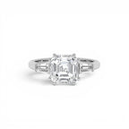 2.35 CTW 14K lab Grown Asscher Cut Three Stone Enagement Ring - view 2