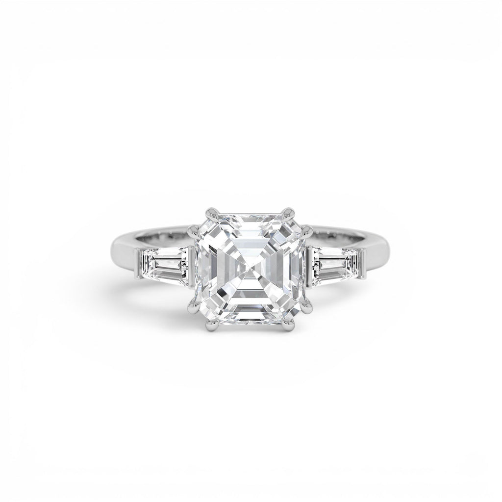 2.35 Ctw 14k lab Grown Asscher Cut Three Stone Enagement Ring - view 2