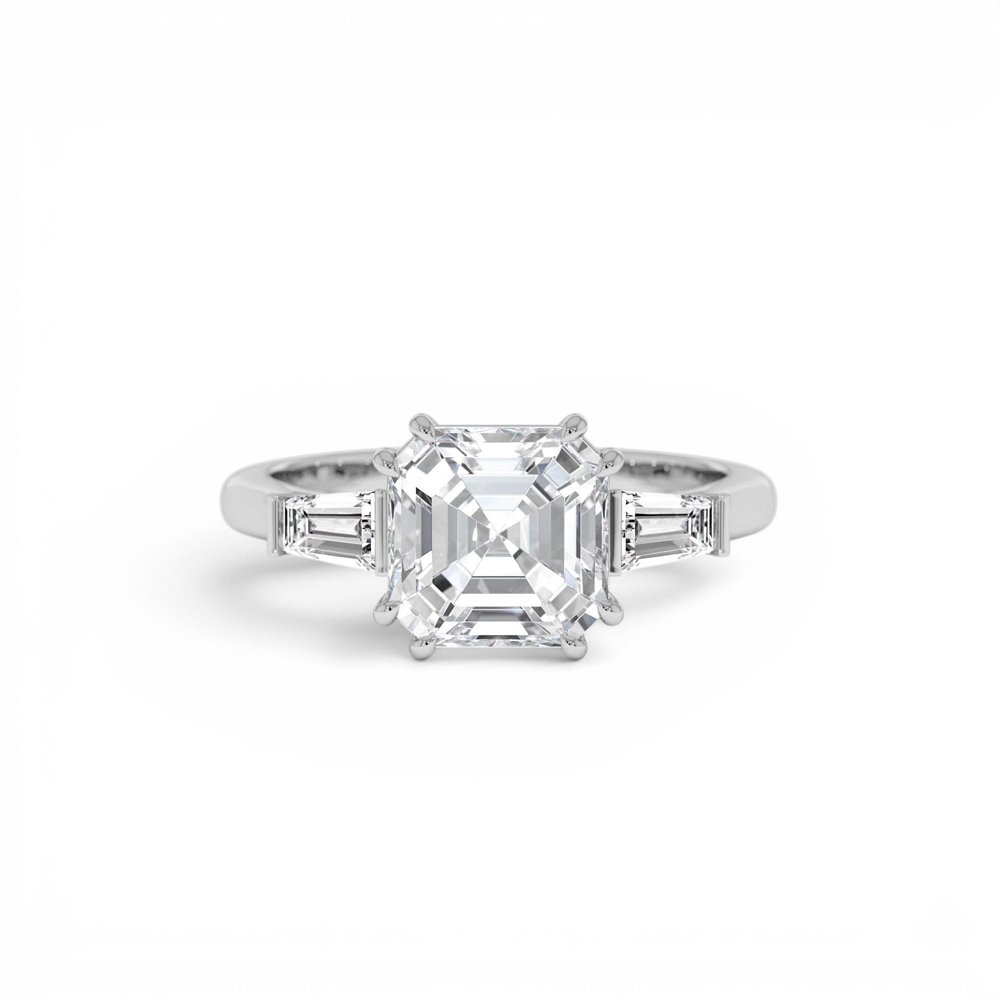 2.35 Ctw 14k lab Grown Asscher Cut Three Stone Enagement Ring - view 2
