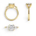 2.35 CTW 14K lab Grown Asscher Cut Three Stone Enagement Ring - view 3