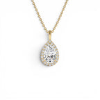 1.25ctw 14K Pear Shaped Halo Setting Lab Grown Diamond Necklace by Orlina Fine