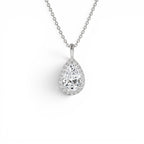 1.25ctw 14K Pear Shaped Halo Setting Lab Grown Diamond Necklace - view 2